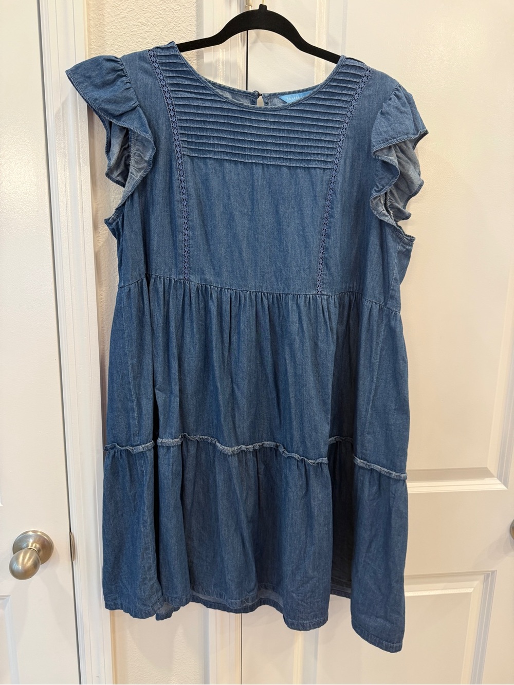 Draper James - Blue Denim Ruffle-Sleeve Dress